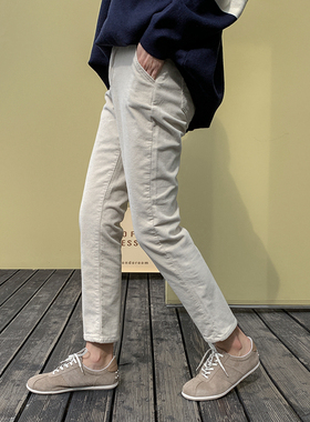 K43韩国女装新款2025直筒灯芯绒秋冬女休闲长裤九分裤烟管裤显瘦