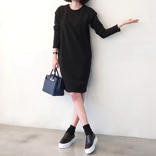 L28韩国女装 连衣裙连身打底裙中裙显瘦 代保暖合身加绒秋冬女长袖