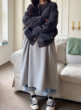 好品质韩国简约宽松纯棉长袖圆领女卫衣开衫春休闲舒适T328