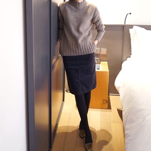 Q09韩国女装 包臀显瘦复古秋冬女半身裙中裙通勤 代弹力灯芯绒修身