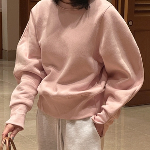 T301好品质韩国长袖 口开叉简约抓绒厚女卫衣保暖秋冬 高脚袖