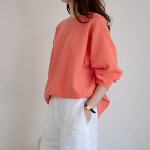 T215好品质韩国新简约宽松秋冬纯色长袖圆领套头女卫衣慵懒