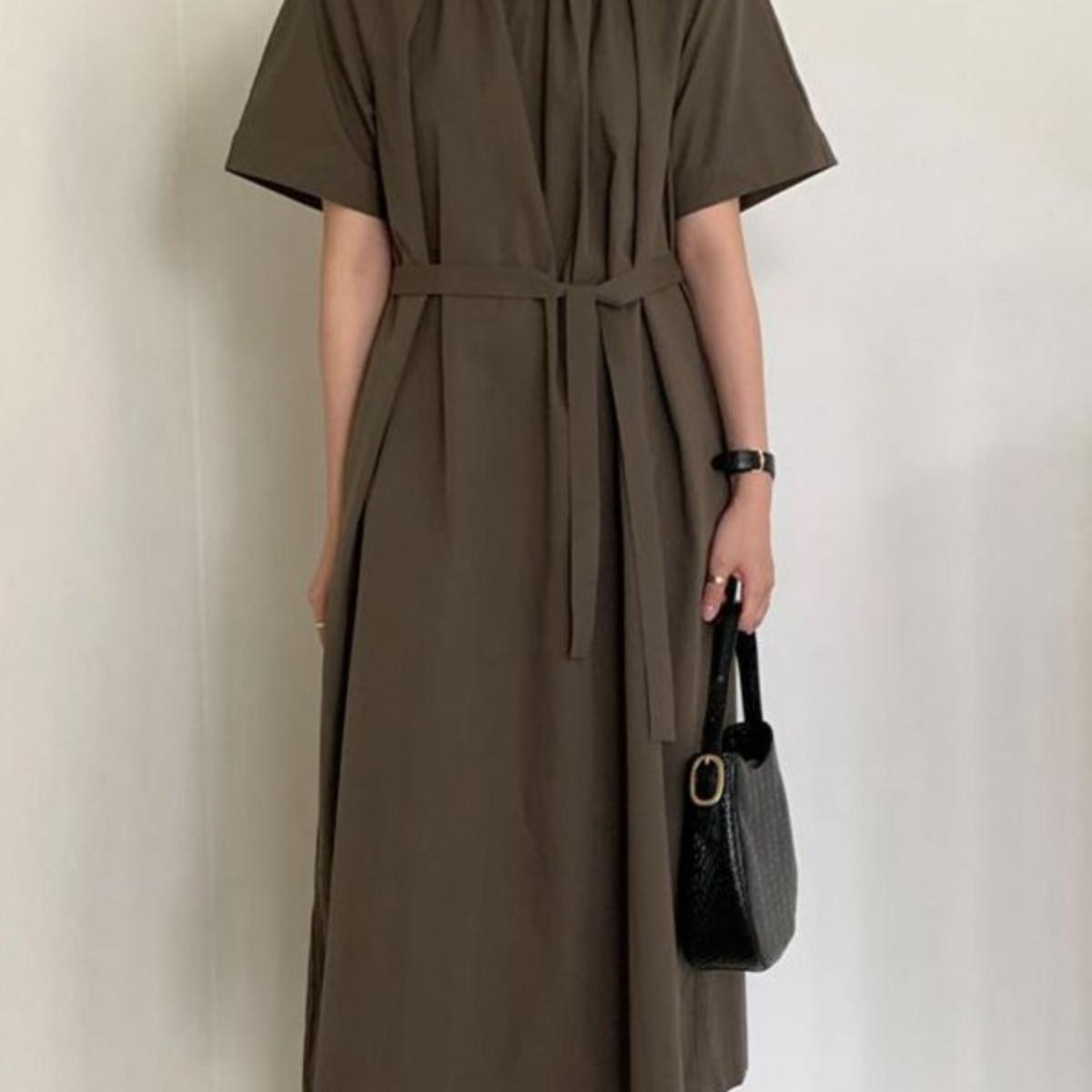 A型棉纯色打褶显瘦通勤腰带