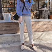 1韩国女装 新款 2025微弹磨毛秋冬女九分休闲裤 K44 烟管裤 显瘦中腰