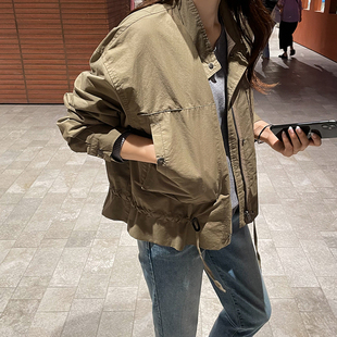 女风衣外套通勤 秋季 F50韩国新款 宽松防雨挡风简约立领长袖