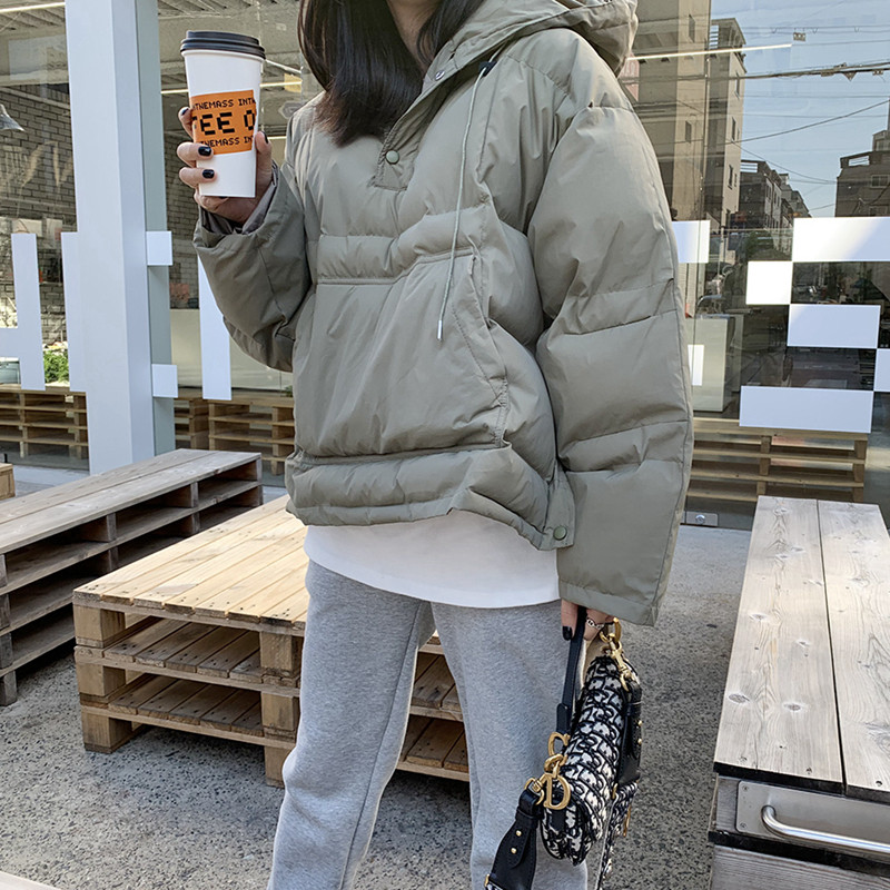 韩国连帽宽松长袖保暖羽绒服