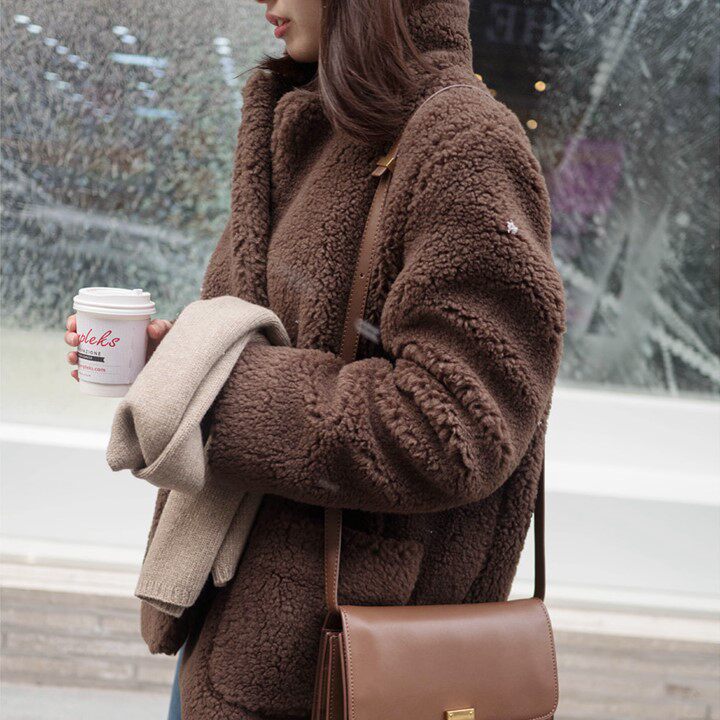 0d14保暖浣熊西装冬季落肩外套