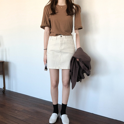 0短袖T恤简约洗水圆领套头夏女