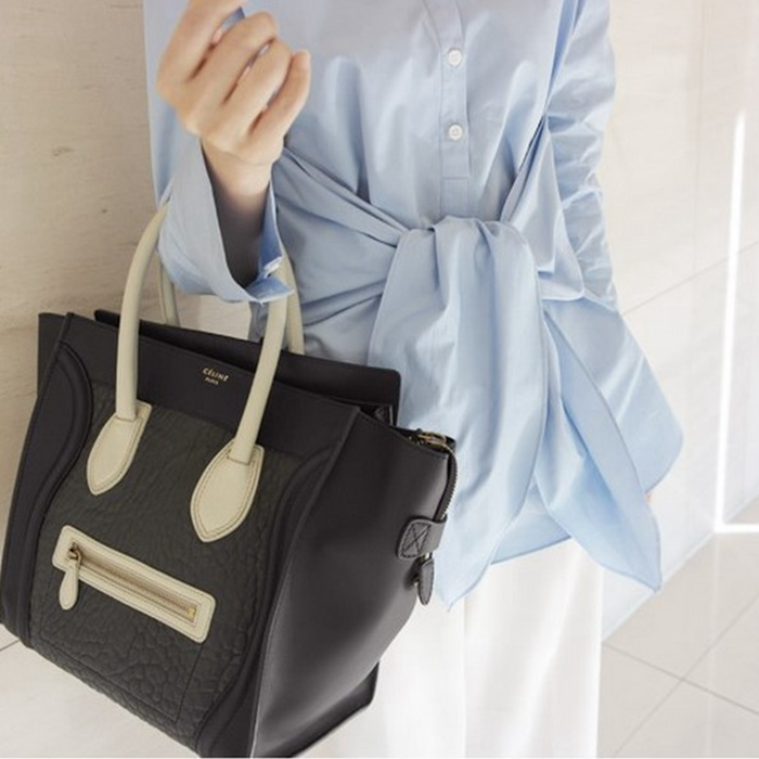 绑带欧美简约设计感净版春秋衬衫