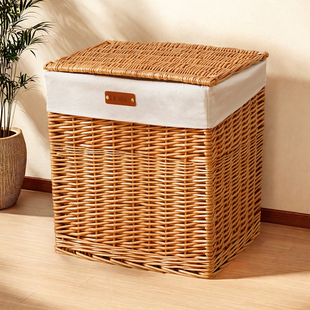 天然藤编竖款收纳箱高颜值大容量北欧家居卧室床边衣服整理编织篮