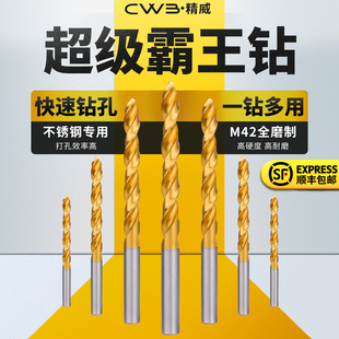 超硬霸王钻高钴含镀钛钻M42全磨1 不锈钢专用 13mm麻花直钻头