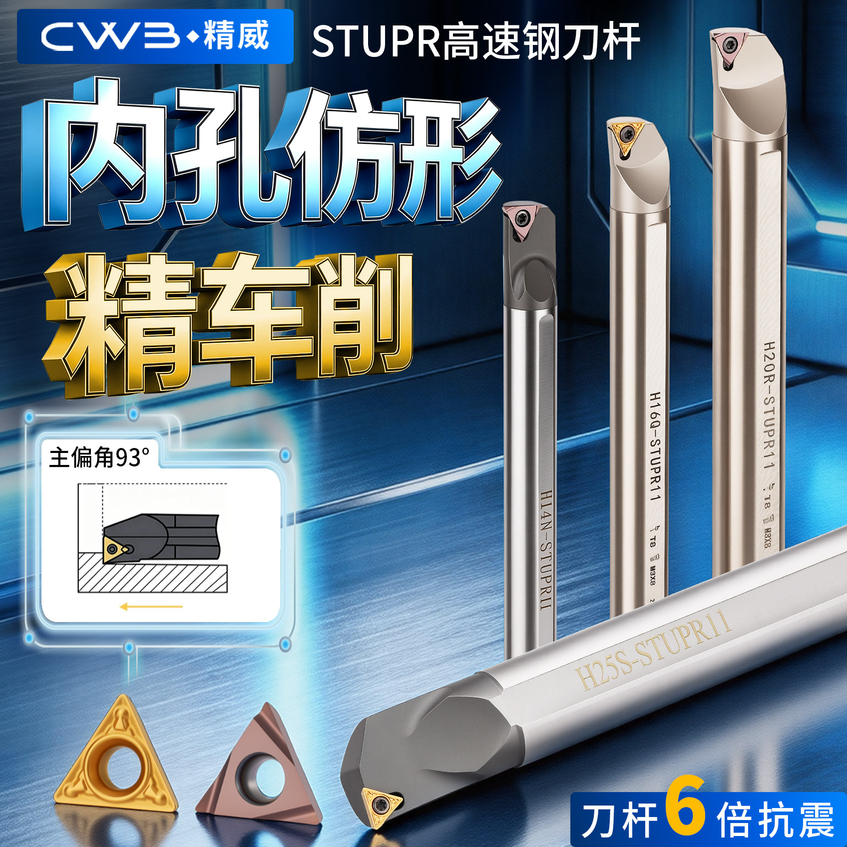 高速钢抗震内孔刀杆防震小孔数控车床镗孔合金车刀杆H16Q-STUPR11图片