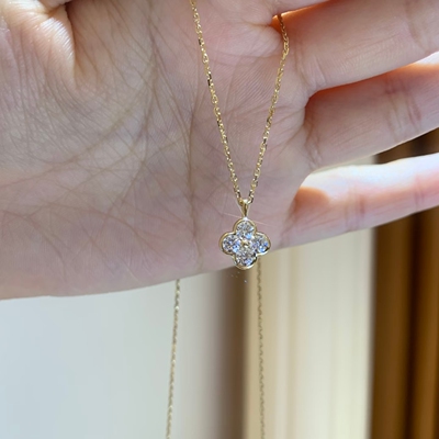 50分培育钻四叶草吊坠18k单吊坠 lab grown diamond pendant only