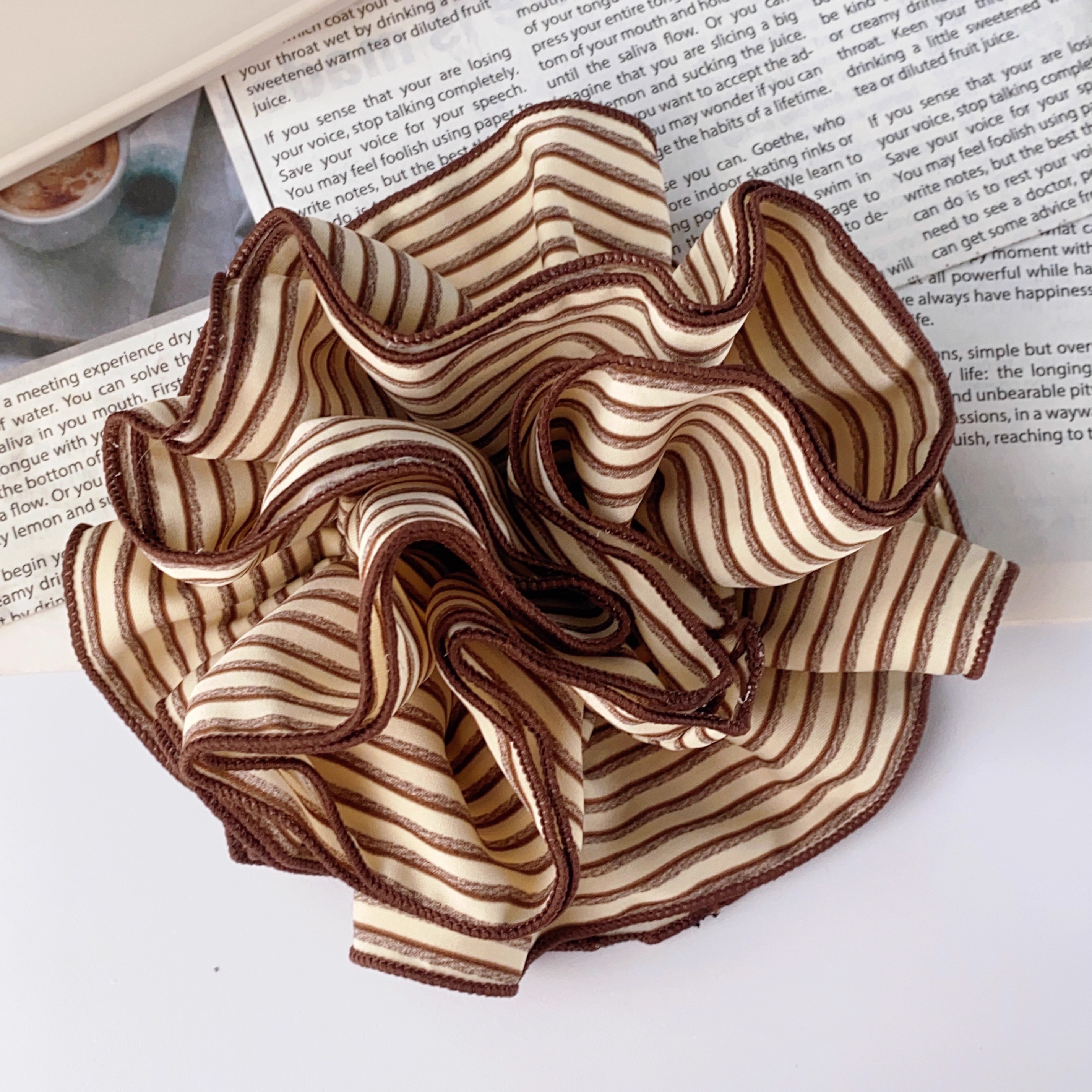 發家小清新布艺条纹发圈韩系简约