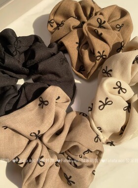 發家韩国灰色格雷系蝴蝶结大肠发圈女法式高级感头绳皮筋发绳