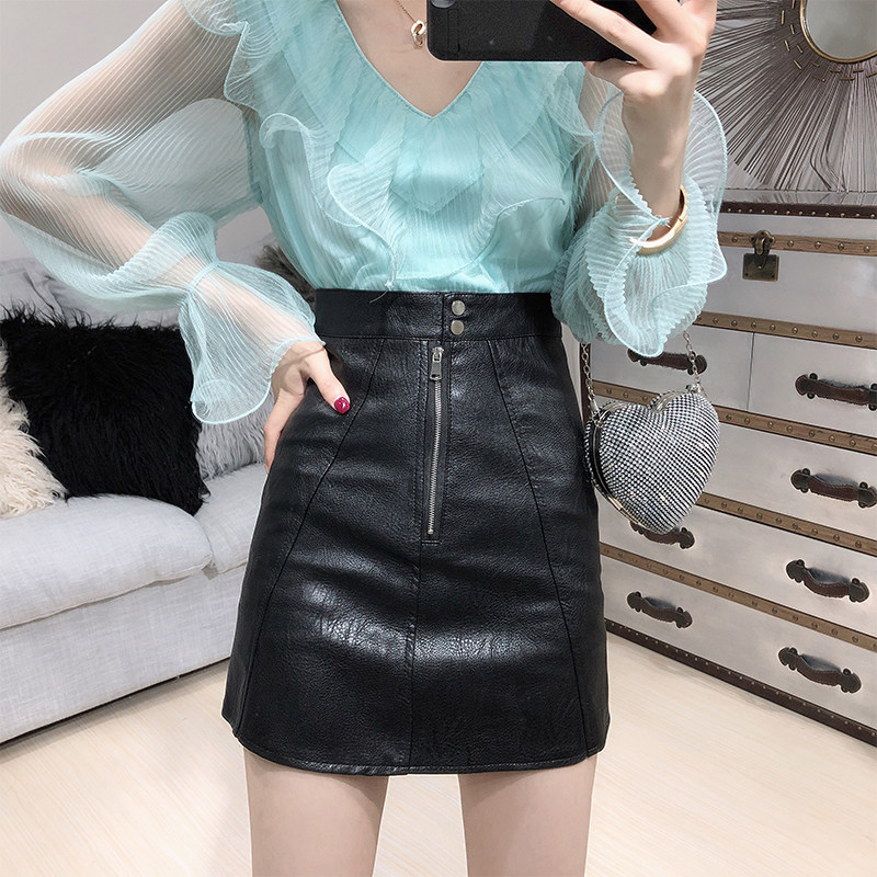 韩版百搭高腰包臀半身裙女秋冬修身pu小皮裙女2019新款显瘦短裙子|ruв категории Женская одежда, юбка - от Buy2taobao.com для оказания профессиональной услуги покупки агента Taobao
