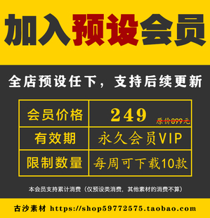 VIP会员LR预设 手机版Lightroom电脑PS/AE/PR全套调色视频ins滤镜