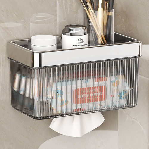 纸巾收纳盒壁挂防水免打孔