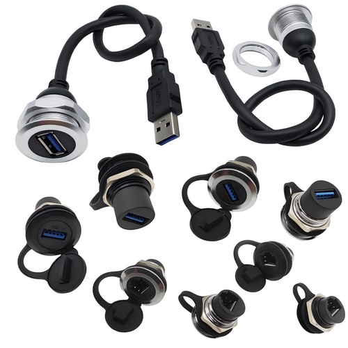 RJ45M22USB金属圆形螺纹转接头