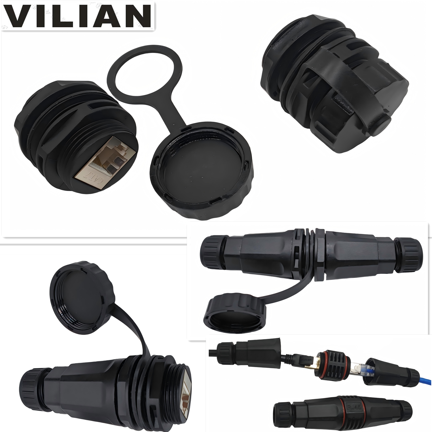 工业IP68防水网络连接器M25-RJ45