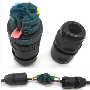 M20快卡免焊免螺丝电缆线快速接线端子LED防水接头IP68防水连接器