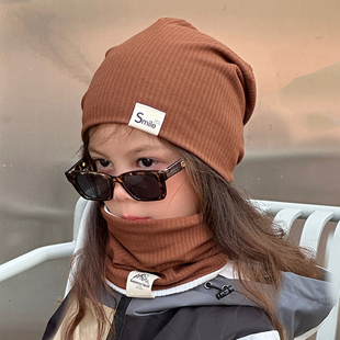 新款男女儿童帽子秋冬款宝宝秋季冬季男孩女孩纯棉洋气针织堆堆帽