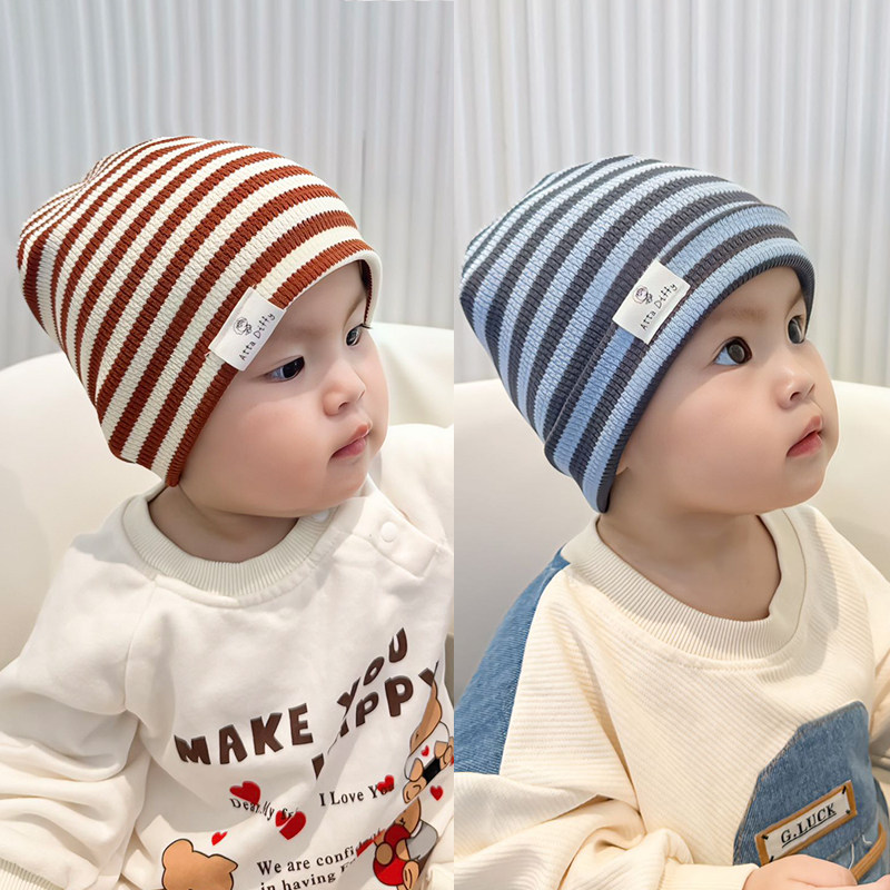 婴儿帽子春秋季宝宝帽子1岁男童秋冬天2岁儿童套头帽女童护耳针织