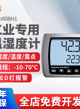 德图testo608H1壁挂式温湿度计家用室内高精度实验室工业温湿度仪