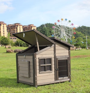 双顶室户外防腐实木狗屋狗窝犬舍防雨金毛狗笼狗房子别墅超大型犬