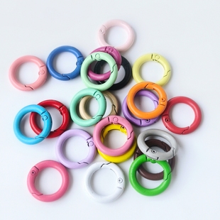 彩色烤漆弹簧圈弹簧扣锌合金饰品圆形挂扣钥匙圈包包挂件diy配件
