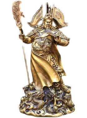 纯铜九龙关公招财摆件佛像