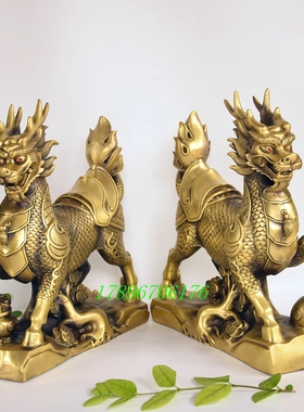 纯铜火麒麟摆件黄铜神兽