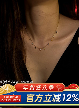 法式复古几何星芒吊坠项链