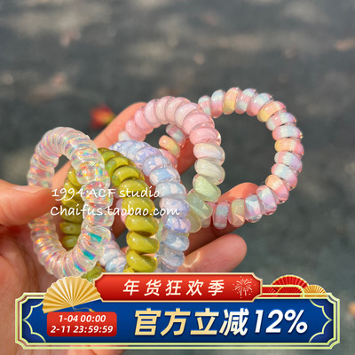 韩系简约慵懒彩色电话发圈