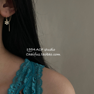 柴夫工作室 韩系轻奢风雪花锆石耳线超仙气质流苏双戴法耳环 E281