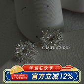 韩式 柴夫工作室 R281 太阳花几何珍珠耳钉轻奢名媛气质耳环