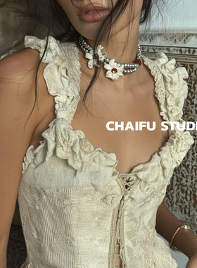 中古甜酷鸢尾花双层项链