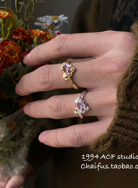 百搭彩色锆石爱心设计感戒指