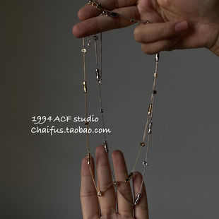 柴夫工作室 韩系极简风几何拼接链条项链小众百搭设计感细链 X965