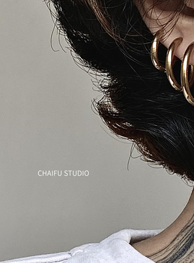 柴夫杂货铺 /E307 不锈钢GD同款街头港风情侣小众耳圈质感