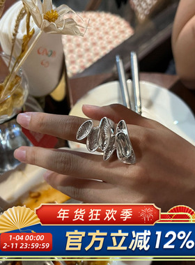 欧美中性风异形轮廓拉丝戒指