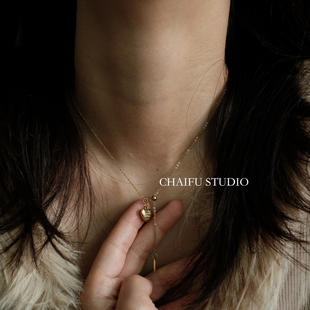 柴夫工作室 复古文艺爱心刻字英文简约细链锁骨项链通勤百搭 X219