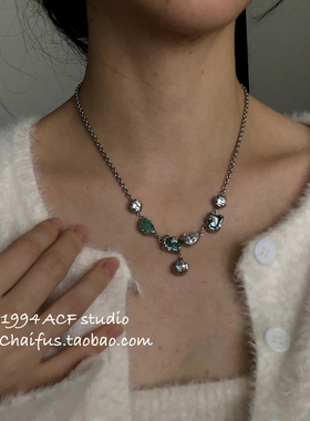 中式清冷风冰花锆石项链