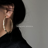 INS风欧美夸张耳圈简约凹凸纹理百搭耳环钉 R244 Chaifu studio