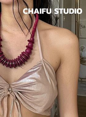 南洋风木质夸张大蒜立体项链套装