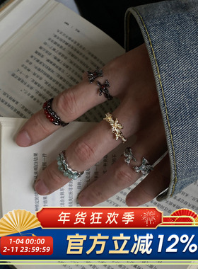 韩系甜酷不规则蝴蝶戒指