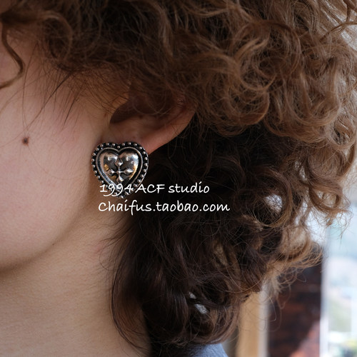 韩系甜酷风金属爱心耳钉