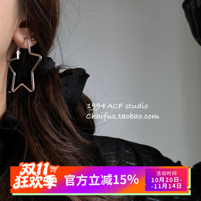 欧美个性钛钢五角星耳扣