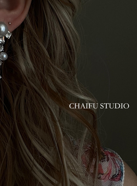 柴夫工作室/E429 ins复古高级晚宴会百搭珍珠锆石气质耳钉耳环