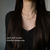 极简叠戴几何方块项链轻奢小众设计毛衣链 法式 柴夫工作室 X244